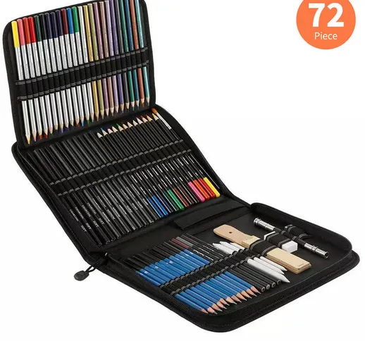 Set di 72 matite professionali da disegno e schizzi Include schizzo a matita colorata Carb...