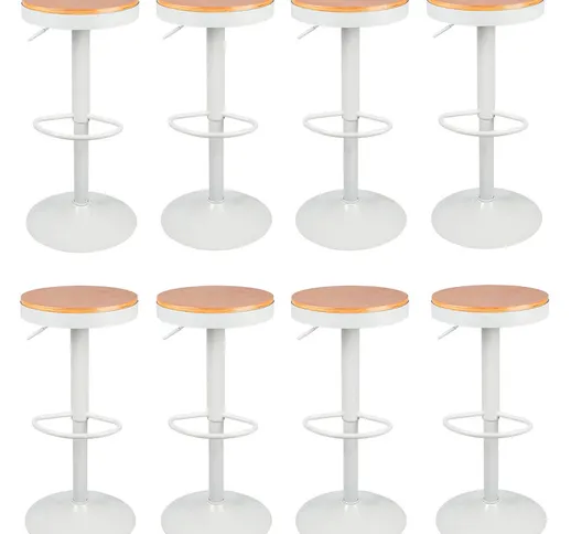Dyhf - Set di 8 Sgabelli da bar Sgabello alto regolabile Sedia per cucina con sedile arrot...
