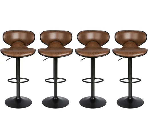 Dyhf - Set di 4 Sgabelli da bar vintage marrone Sedia da bar regolabile e girevole Sgabell...