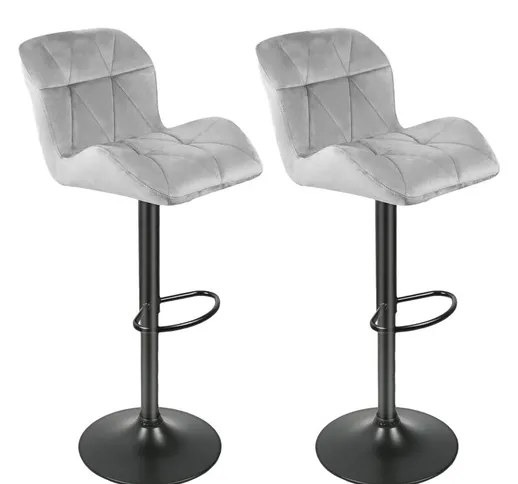 Set di due sedie da bar serbatoio in flanella grigio chiaro