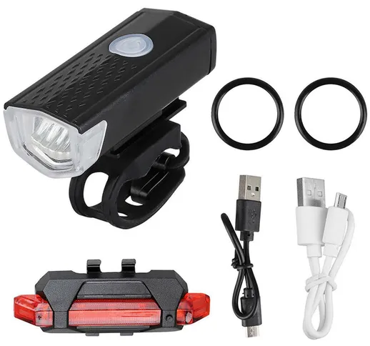 Set di luci per bici ricaricabili USB ultra luminose Luci a LED per bicicletta IP65 Imperm...