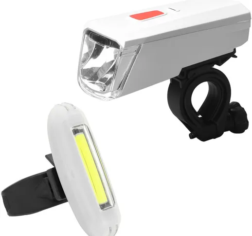 Sahoo - Set di luci per bici USB Ricaricabile Fanale anteriore e luce posteriore per bicic...