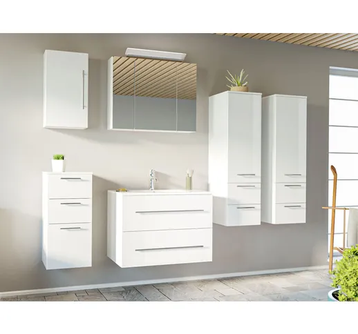  - Set di mobili da bagno OPTIMO 80cm (6 pezzi) bianco lucido