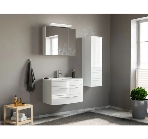  - Set di mobili da bagno Toscana 80cm (3 pezzi) bianco lucido