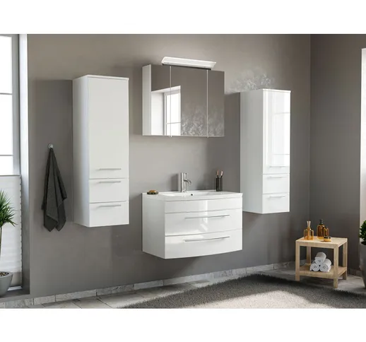  - Set di mobili da bagno Toscana 80cm (4 pezzi) bianco lucido