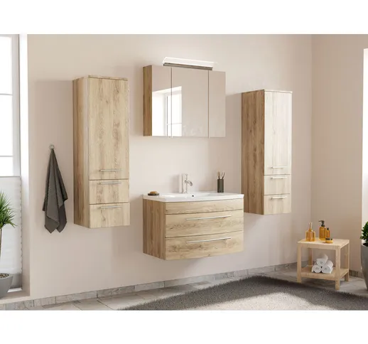  - Set di mobili da bagno Toscana 80cm (4 pezzi) rovere chiaro