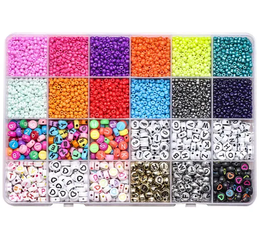 Asupermall - Set di perline di vernice multicolore da 24 slot perline di vetro Scatola con...