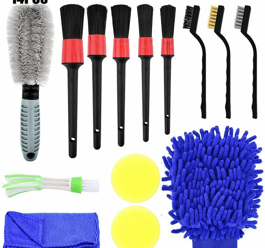 Set di spazzole per la pulizia dell'auto, kit di spazzole per la pulizia dell'auto multifu...