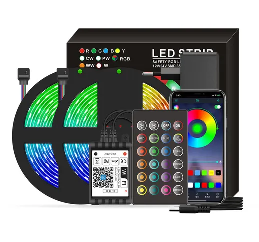 Asupermall - Set di strisce luminose a LED intelligenti Wi-Fi La striscia luminosa da 10 m...