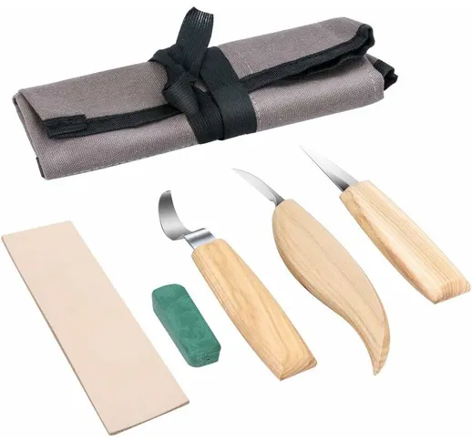 Set di utensili per intaglio del legno, set di 5 coltelli per intaglio del legno Set di co...