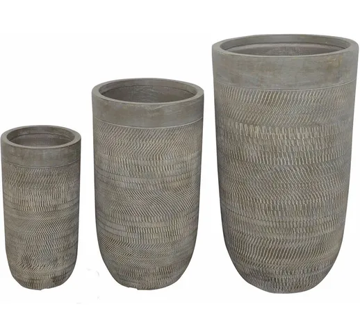 Milani Home - set di vasi in fibra sintetica di design moderno industrial G.43,5x43,5x78,5...