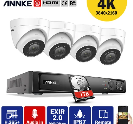 Kit di videosorveglianza  Sistema di videosorveglianza di rete PoE 4K Ultra HD, NVR di sor...