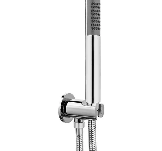 Set doccia tondo cromo con doccino ABS, presa acqua e flessibile in acciaio 150 cm