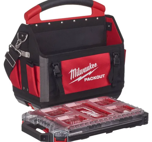 SET PACKOUT - BORSA TOTE TOOLBAG DA 40cm + PACKOUT COMPACT SLIM ORGANIZER - MILWAUKEE