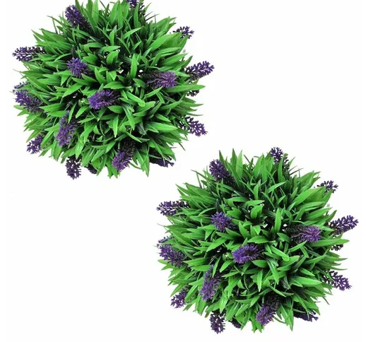 Set Palle di Bosso Artificiale 2 pz con Lavanda 28 cm