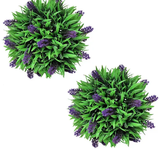 Set Palle di Bosso Artificiale 2 pz con Lavanda 28 cm