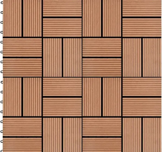 Piastrelle per Decking 22 pz 30x30cm 2mq in wpc Marrone