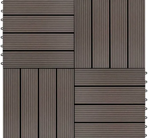 Piastrelle per Decking 22 pz 30x30cm 2mq in wpc Marrone Scuro