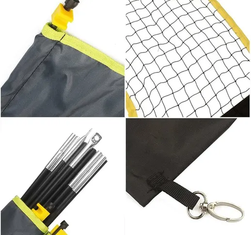 Set rete da badminton portatile KIKILIVE con borsa per il trasporto, rete da pallavolo per...