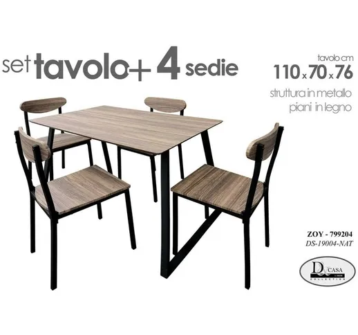 Set tavolo cm 110 x 70 con 4 sedie cucina soggiorno