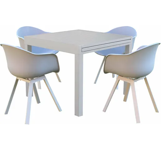 Set tavolo e sedie da giardino per esterno in alluminio cm 90/180 x 90 x 75 h con 4 sedute...
