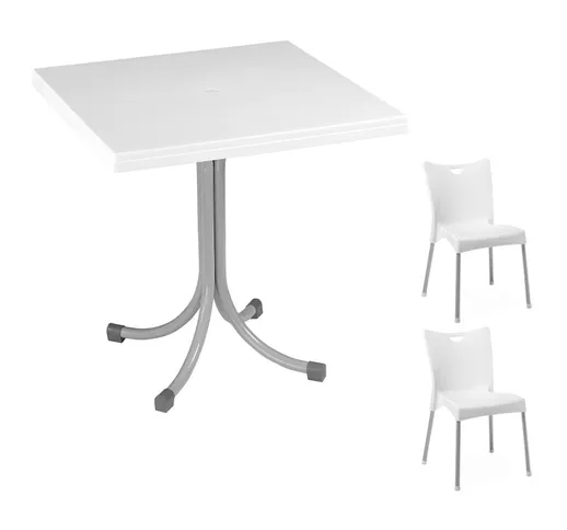 Set tavolo Miguel bianco + 2 sedie Melita bianco bar terrazzo bar ristorante
