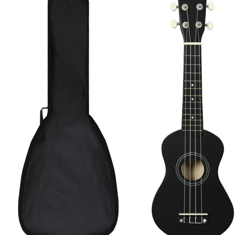 Set Ukulele Soprano con Borsa per Bambini Nera 21' - Vidaxl