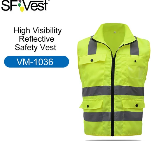 Tancyco - SFVest Gilet di sicurezza riflettente ad alta visibilità Gilet riflettente Tasch...