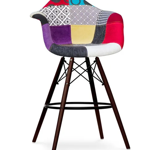 Sgabello da bar Dawick in stile scandinavo Premium Design - gambe scure - Patchwork Ray Mu...