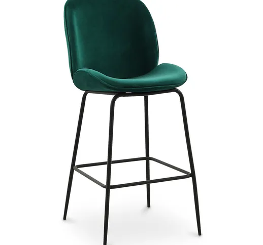 Sgabello da bar, Design Accent velluto Stile Scandinavo, Retrò - Elias Verde scuro