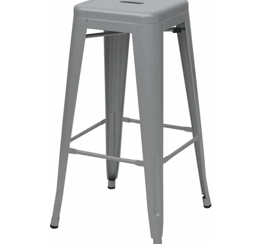 Sgabello da bar HWC-A73 design moderno impilabile metallo grigio