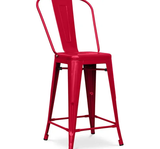 Sgabello da bar Tolix quadrati con schienale Pauchard Style - 60cm Rosso