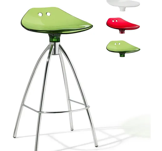 Sgabello design trasparente gambe in acciaio bar cucina Scab Frog h65 | Verde