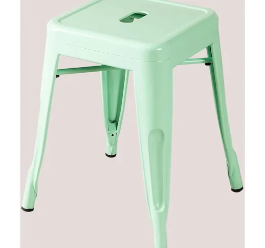 Sgabello basso LIX in acciaio Verde Menta Sala da Pranzo Cucina Bar Stile Industrial - Skl...