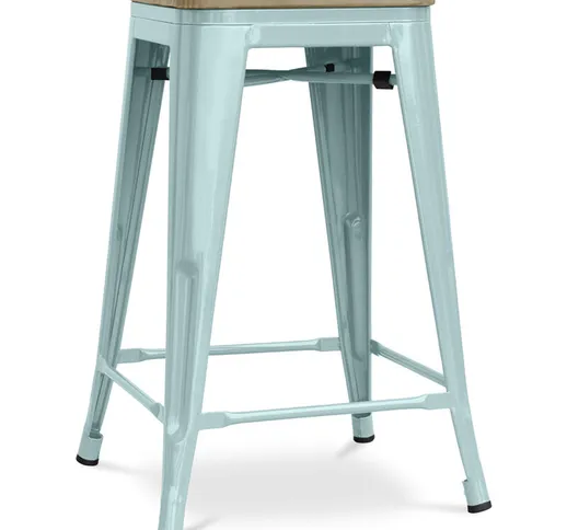 Sgabello da bar di design industriale - Legno e acciaio - 61 cm - Stylix Verde pallido - L...