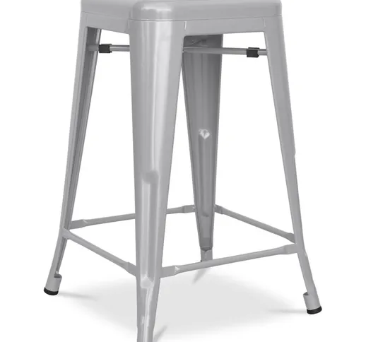 Sgabello da bar - Design industriale - Acciaio opaco - 60cm - Nuova edizione - Stylix Grig...
