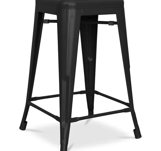 Sgabello da bar - Design industriale - Acciaio opaco - 60cm - Nuova edizione - Stylix Nero...