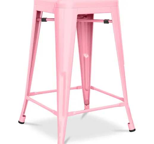 Sgabello da bar di design industriale - Acciaio opaco - 60cm - Stylix Rosa - Acciaio, Meta...