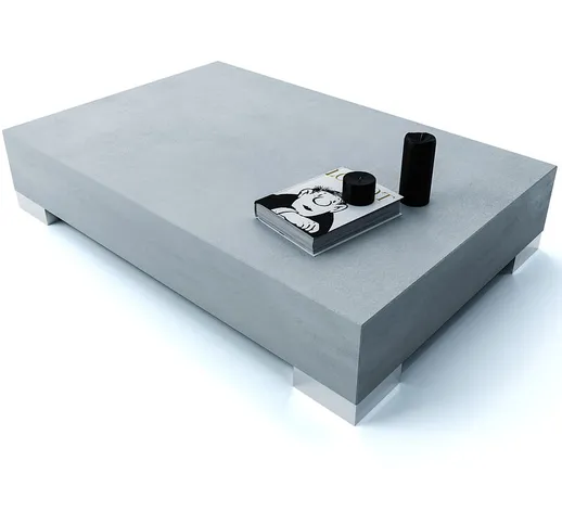 Sicuani - Tavolino basso da salotto cemento 90 x 60 x 18 cm [rigenerato]