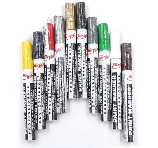 Sigill paint marker pennarello vernice indelebile giallo a punta media per tutte le superf...