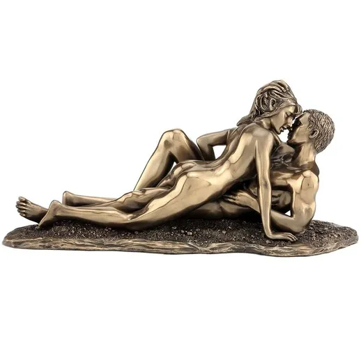 Figure di figura in bronzo Amanti in resina in bronzo bronzo oro 10x27x12cm 22275 - Dorado...