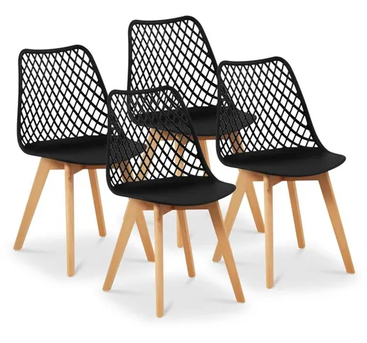 Sedia in plastica sedia da cucina sedia design 150 kg 4 pezzi - Nero