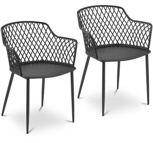 Sedia in plastica sedia da cucina sedia design 150 kg 2 pezzi - Nero