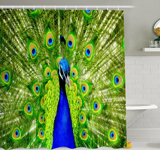 Simulazione 3D Animali colorati Tenda da doccia impermeabile Tende per WC da bagno con gan...