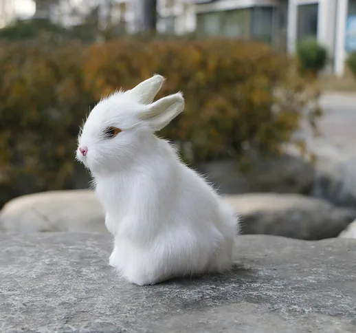Simulazione coniglio coniglio modello animale tricolore alto 16 cm decorazione coniglio de...