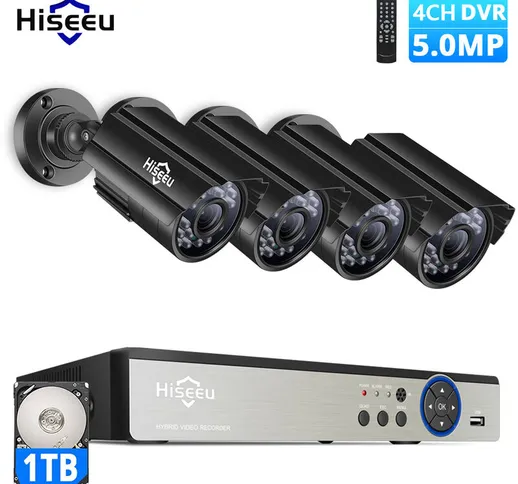 Sistema di telecamere di sicurezza da 5 MP con disco rigido da 1 TB DVR di sicurezza a 4 c...