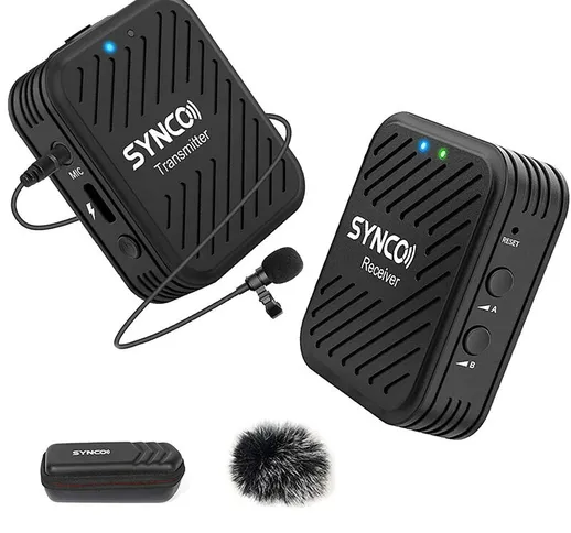 Tancyco - Sistema microfonico wireless synco G1 (A1) 2.4G con 1 trasmettitore e 1 ricevito...