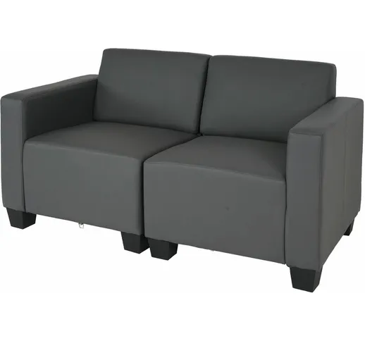 Sistema modulare Lione N71 salotto ecopelle divano 2 posti grigio scuro