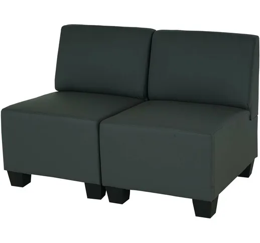 Sistema modulare Lione N71 salotto ecopelle divano 2 posti senza braccioli grigio scuro
