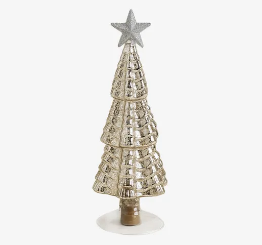Sklum - Pack da 3 alberi di Natale in vetro con luce led Ailian Giallo Dorato Trasparente...
